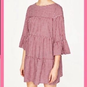 Zara red and white gingham-teared dress